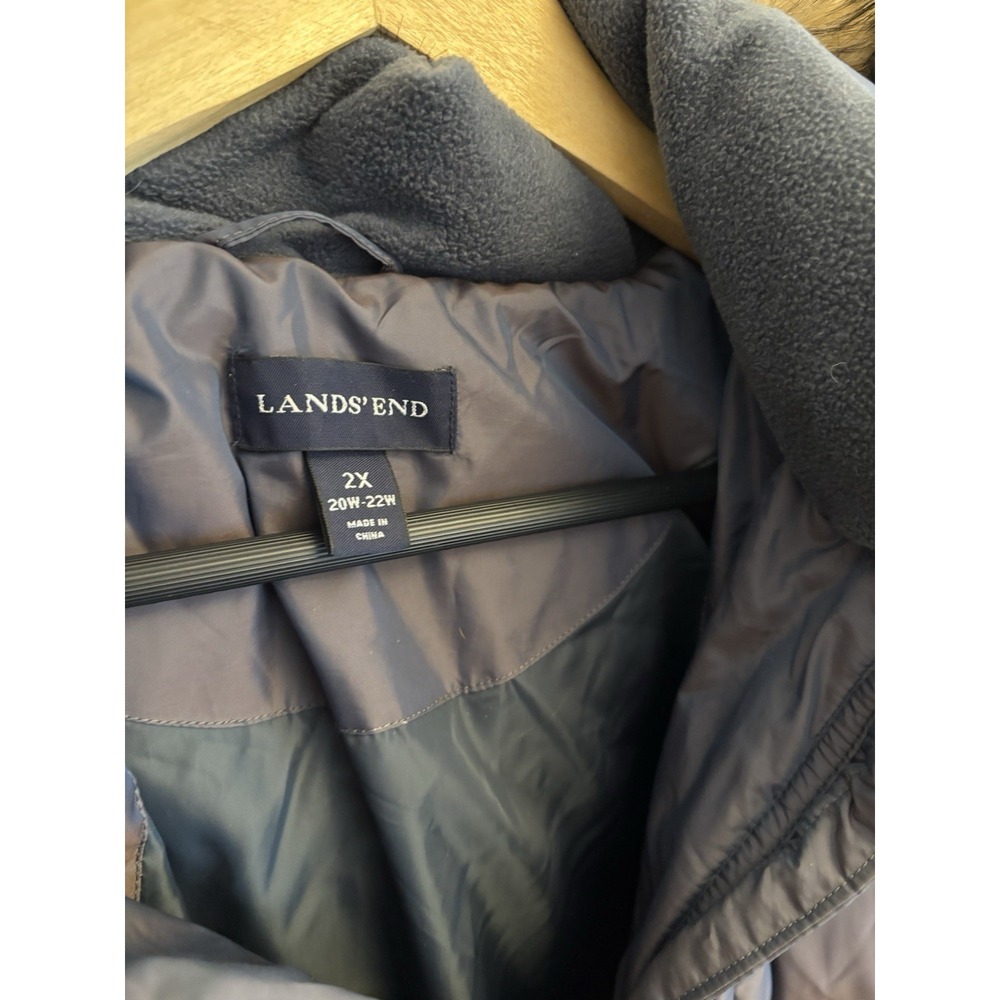 Lands' End Women's Hooded Gray Shimmer‎ Parka Coat Size 2X (20W-22W) $259 - Picture 3 of 10